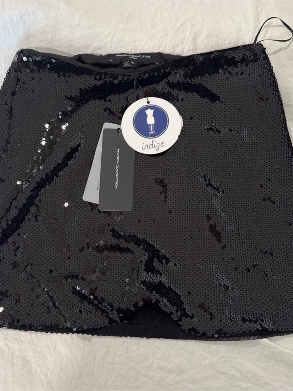 Indigo Black Sequin Mini Skirt